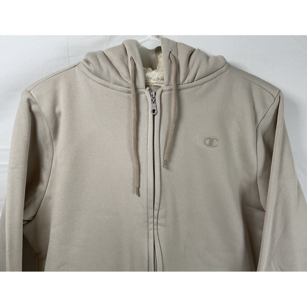 NWT Women's Champion Double Dry Sherpa Lined Zip Front Hoodie Light Tan Medium - Picture 2 of 6